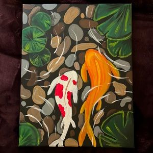 11 in X 14 in coy fish hand drawn and painted by me.